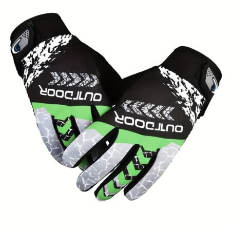 Outdoor Full Finger Cycling Gloves, Breathable Anti Slip - One Size Fits All